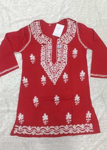 Red Embroidered Kurta
