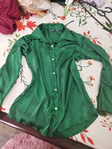 Green Satin Blouse