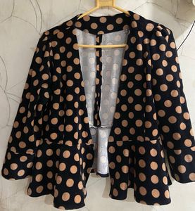 Polka Dot Peplum Velvet Top