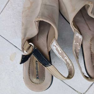 Used Block Heel Beige Sandals From Khadims