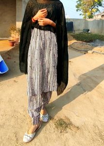 Striped Kurta Set with Dupatta