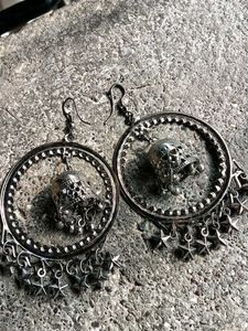 Silver Flower Statement Earrings