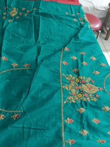 Elegant Red Embroidered Lehenga Saree