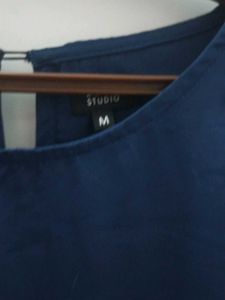 Navy Blue Ruffle Sleeve Top