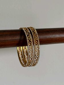 Diamond Gold Detailing Bangles