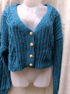 Shein Cable Knit Cropped Cardigan 💙