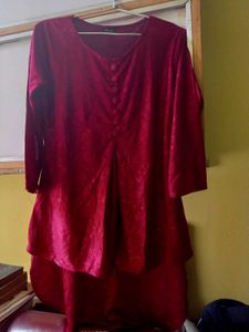 Wine Textured Button-Front Top | Bust 34