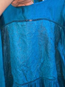 All About You Blue Lace Detail Top XL