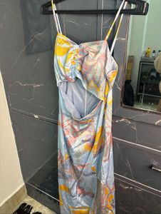 Abstract Print Cutout Midi Dress