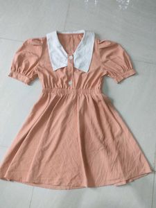 Cute Peach Dress with Peter Pan Collar
