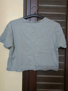 Sage Green Graphic Crop Top