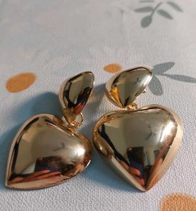 Gold Heart Drop Earrings