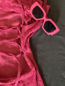 SOLD Urbanic Pink Lace Up Textured Mini Dres