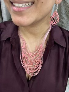 Beaded Funky Necklace With Earrings
