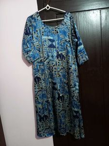 4XL Blue Abstract Print Top