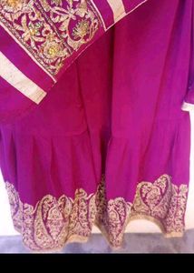 Purple Embroidered garara Suit