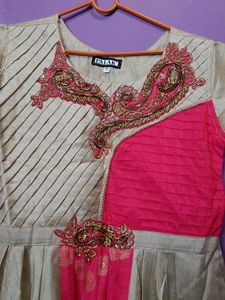 Elegant Beige &amp; Pink Dress