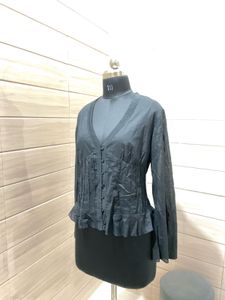 Vintage Y2k Elegant Black Button-Down Top