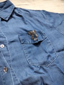 Denim Crop Top with Embellishments