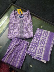Purple Printed Kurta Set