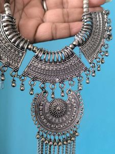 Boho Silver Statement Necklace