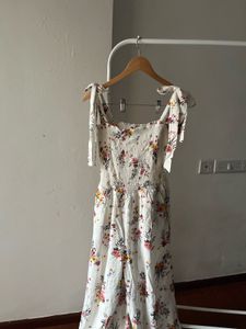 Floral White Cotton High-waisted Jumpsuit