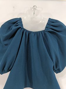 Athena Teal Puff Sleeve Top (Women)