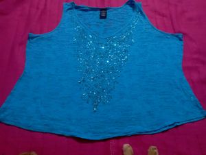 blue Faded Glory tank top with sequin