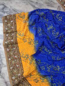 Elegant Blue &amp; Gold Saree