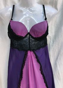 131511. Purple &amp; Black Lingerie Nightgown