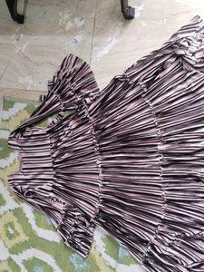 Striped Pleated Midi Dress
