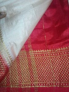 White And 🍒 Red Saree