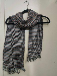 Checkered Scarf with Fringe