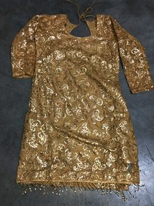 Gold Embellished Kurti with Black Skirt