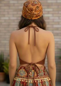 ✨Vintage Suede and Satin Halter Top✨