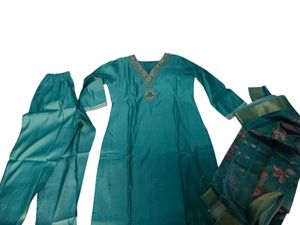 Green Embroidered Kurta Set