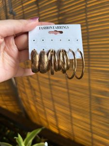 Combo 3 Pairs Of Golden Hoops