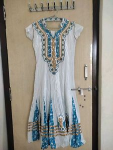 White And Blue Cotton Kurti 🔥
