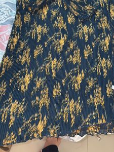 Pleated Floral Print Dress
