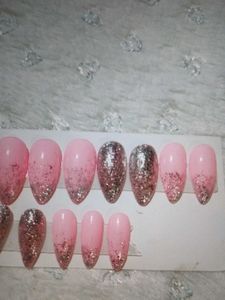 Pink With Glitter Press on Nail
