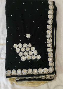 Elegant Black Velvet Saree