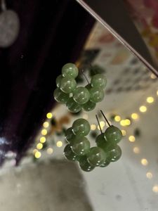 Green Beaded Dangle Earrings