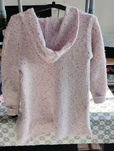 Pink Knit Hooded Cardigan