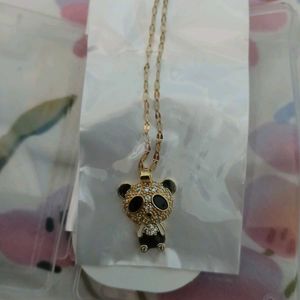 Cutie Patootie Panda Rhinestone Necklace - 700/-