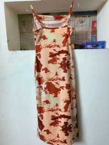 Abstract Print Cowl Neck Dress
