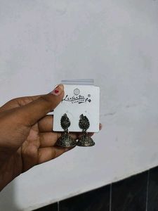 Small Oxidised Jhumka Set