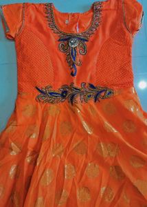 Elegant Orange Ethnic Gown