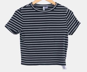 black striped crop top