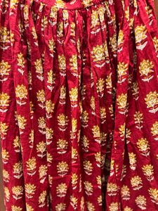 Maroon Floral Print Ethnic Skirt