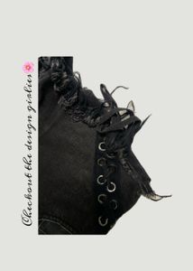 Black Distressed Denim Shorts